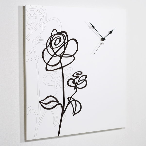 掛け時計 壁掛け時計 木製 大きい 四角 ローズ おしゃれ 可愛い 花 インパクト イタリア製 アート i DETTAGLI 【ROSA】50cmアナログ インテリア時計 モダンクロック リビング ナチュラル 木目 ウッドパネル 薔薇 おしゃれ 高級感 *ギフトラッピング対象外