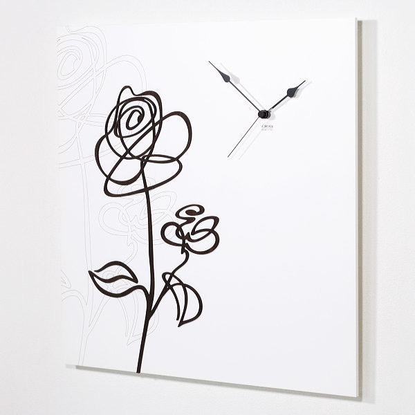 掛け時計 壁掛け時計 木製 大きい 四角 ローズ おしゃれ 可愛い 花 インパクト イタリア製 アート i DETTAGLI 【ROSA】50cmアナログ インテリア時計 モダンクロック リビング ナチュラル 木目 ウッドパネル 薔薇 おしゃれ 高級感 *ギフトラッピング対象外 [2]