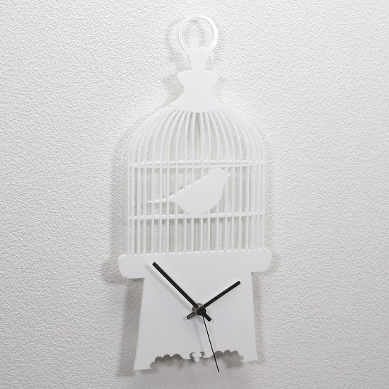 イタリア製 アートパネルクロック ホワイト I Dettagli Titti アナログ 鳥 小鳥 バードハウス 白 掛け時計 壁掛け時計 アートクロック デザインパネルクロック 新築祝い おしゃれ時計 インテリア時計 子供部屋 かわいい