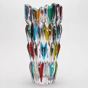 オシャレ 花瓶 花器 カラフル ガラス製 手描き フラワーベース ZECCHIN 【QUARTZ】イタリア製 高級感 マルチカラー おしゃれインテリア オブジェ 石英 クリスタル 開店祝い 新築祝い 結婚祝い 記念品 フラワーアレンジメント
