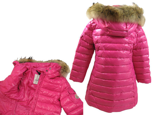 ○MONCLER JUNIOR  ダウンジャケット PASC59 N0T44 50263 ピンク フードファーコートモンクレール ジュニア 激レア ジャンバー毛皮【新品・未使用・正規品】【楽ギフ_包装】