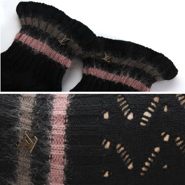 LOUIS VUITTON ニーハイソックス LVロゴチャーム付き　lv-socks ウールブラック靴下　タイツ　ストッキングルイヴィトン コレクション激レア希少限定 靴パンプス【新品・未使用・正規品】売れ筋