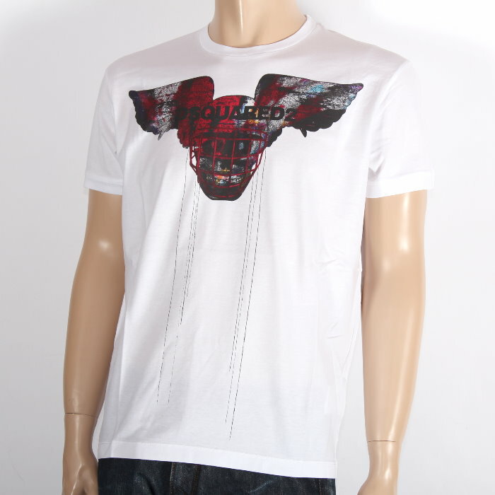 DSQUARED2　ディースクエアード　半袖Tシャツ　ホワイト　S71GD0806 S22427 100　ロゴプリント　メンズ 【新品・未使用・正規品】売れ筋