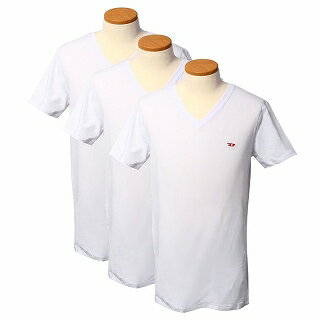 【エントリーポイント5倍】【3枚セット】ディーゼル　DIESEL　00SHGU 0WAVC 100　アンダーウェア 3PCS PACK　Tシャツ　ホワイト　Vネック【c】【サイズ交換対象外】【新品・未使用・正規品】