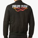 PHILIPP PLEIN フィリップ プレイン デニムボンバージャケット ブラック MRB1159 PDE004N-DT381 ロゴ刺繍 MA-1 フライト メンズ ジャンバー【新品 未使用 正規品】売れ筋