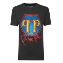 PHILIPP PLEIN　フィリップ プレイン　半袖Tシャツ　ブラック　MTK3941 PJY002N-DT600　ロゴ　マーク　ラウンドネック　カットソー　メンズ売れ筋