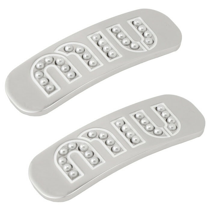 ミュウミュウ MIUMIU 5JF086 2DAM F0SAK ロゴ パール ヘアクリップ 2個セット バレッタ シルバー/クリーム レディース ヘアアクセサリー 髪留め ヘアピン MIU PEARL JEWELS【r】【新品・未使用・正規品】のサムネイル