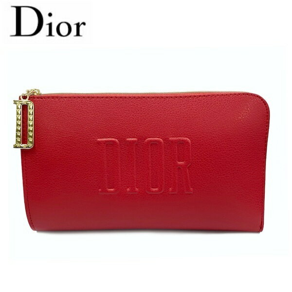 DIOR　ディオール フラット コスメポーチ　ペンケース　化粧　マルチクラッチバッグ　ビューティ　レッド　フラット　dior-Pouch-red-shikaku【新品/未使用/正規品】