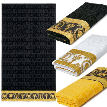 VERSACE　ヴェルサーチ　BAROQUE バロック バスタオル　ブラック　ホワイト　イエロー　ビーチタオル　ZTO101601-ZCOSP052【新品/未使用/正規品】