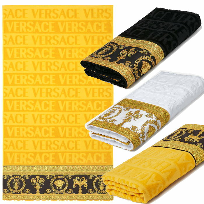 VERSACE　ヴェルサーチ　BAROQUE バロック バロッコ　フェイスタオル　ブラック　ホワイト　イエロー　..