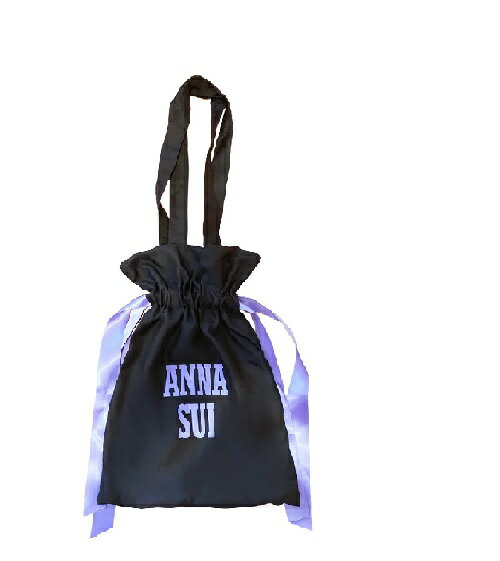 楽天CUOREアナ スイ ANNA SUI GIFT BAG S/Lサイズ　トートバッグ　ブラックパープルリボン　ANNASUI-GIFTBAG-S エコバック　巾着　コスメ　化粧　ギフト　ラッピング レディース 　ショッパー　【新品/未使用/正規品】