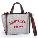 JIMMY CHOO ジミーチュウ 2WAY トートバッグ グレー VARENNE TOTE BAG/S QHY MARL-GREY ロゴ刺繍 フェルト×レザー ショルダーバッグ ハンドバッグ レディース