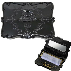 ANNA SUI アナ スイ オイルコントロールペーパー ケース鏡ミラー付き ブラック パープル ana-oil あぶらとり紙 オイルコントロールティッシュ ビューティ コスメ 化粧 ギフト レディース 【新品/未使用/正規品】