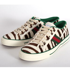 【期間限定】GUCCI グッチ テニス 1977 ローカット スニーカー ホワイト/ブラウン 627037 D4M00 9091 8.5サイズ ウェブストライプ ハラコカーフ ゼブラ GGWG レースアップ シューズ 靴メンズ【新品/未使用/正規品】売れ筋