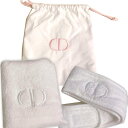 DIOR ディオール 巾着ポーチ ハンドタオル ヘッドバンド ヘアバンド3点セット ハンカチ ホワイト ロゴ dior-towel-set コスメ化粧トラベル beautyビューティノベルティ非売品【新品/未使用/正規品】