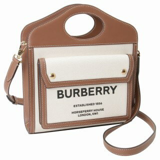 バーバリー BURBERRY 8039361 A1395 ロゴ ホースフェリープリント ポケットバッグ 2WAY ショルダー・ハンドバッグ ナチュラル/モルトブラウン レディース LL MN POCKET BAG LL6【r】【新品/未使用/正規品】