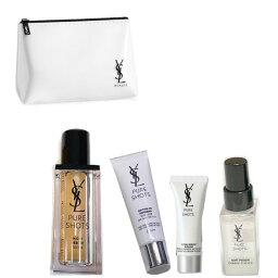 サンローラン YSL　サンローラン ピュアショット ナイトセラム　5点セット　ホワイトポーチ　ysl-gift-set-pureshot　プレゼントラッピング　化粧水　美容液　ビューティコスメ ギフト コフレセット【新品/未使用/正規品】