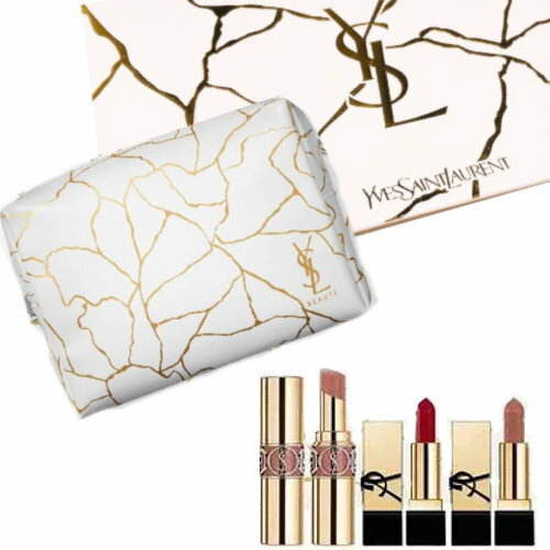 YSL　サンローラン　ミニ リップセット アイコンリップ3点 限定コフレ ポーチ　4点セット　YSL-MINI-LIP-SET　　口紅サンプル試供品非売品コスメセット ギフト コフレ　ビューティ【新品/未使用/正規品】