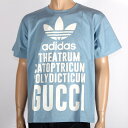 adidas x Gucci アディダス グッチ コラボ 限定 Tシャツ ブルー 616036 XJEW2 4709 ライトブルー　Sサイズ ロゴ トレフォイル ウェブ スリーストライプス 半袖 トップス カットソー メンズ レディース ユニセックス売れ筋