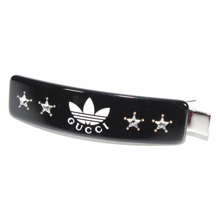 adidas x Gucci アディダス グッチ コラボ 限定 バレッタ 702940 IAABI 8515 ブラック スター ラインストーン ヘア クリップ ヘアピン ヘアアクセサリー レディース【新品/未使用/正規品】売れ筋