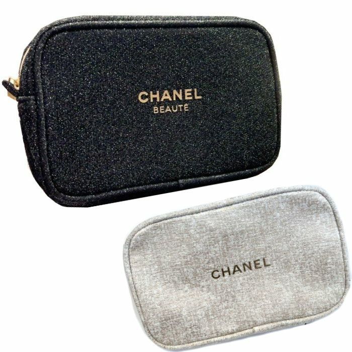 シャネル CHANELシャネル 　限定　ポーチ　ブラックラメ　ベージュ　ネイビー　cc-pouch-BK048357　コフレ化粧ビューティ　ホリデー 【新品/未使用/正規品】