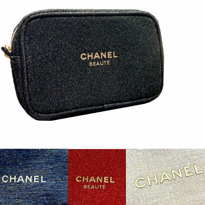 シャネル CHANELシャネル 　限定　ポーチ　ブラックラメ　ベージュ　ネイビー　　レッド　cc-pouch-BK048357　コフレ化粧ビューティ　ホリデー 【新品/未使用/正規品】