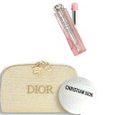 DIOR ディオール ビューティー&ケア セット ゴールドDIORロゴ ポーチ 限定 ホリデー ディオール アディクト リップ グロウ #001 ピンク ル ...