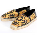 ヴェルサーチェ VERSACE バロッコ エスパドリーユ ブラック×ゴールド 11014774 1A10335 43サイズ スリッポン ローファー シューズ 靴...