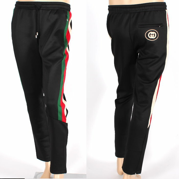 【エントリーPT5倍】【お値下げ！】 グッチ GUCCI ネオプレン トラック パンツ ブラック 698461 XJEEP 1152 Mサイズ インターロッキングG ウェブストライプ 裾ファスナー付 スウェット ボトムス メンズ 売れ筋