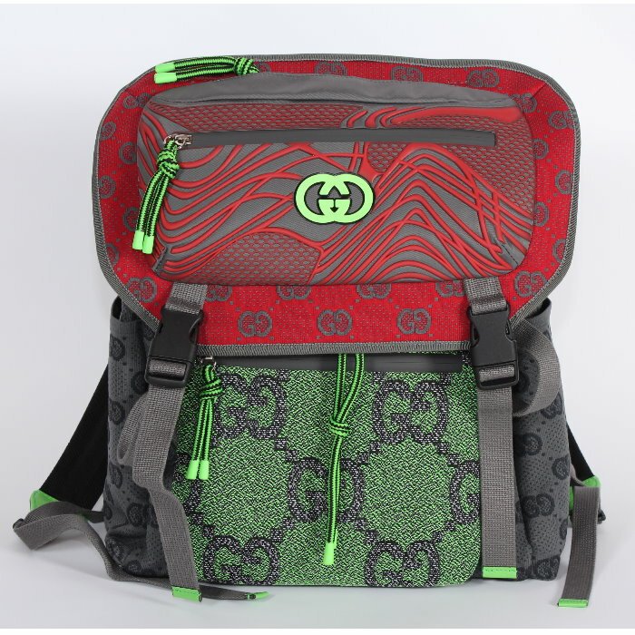 【エントリーPT5倍】【期間限定】 GUCCI グッチ GGナイロン バックパック 752085 FAB7V 8488 グレーマルチ インターロッキングG ジャ...