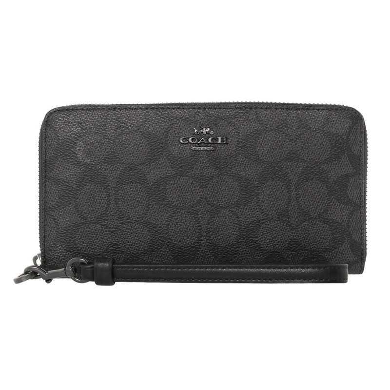 コーチアウトレット COACH OUTLET 長財布 CW778 QBMI5 チャコール/ブラック　シグネチャー【】
