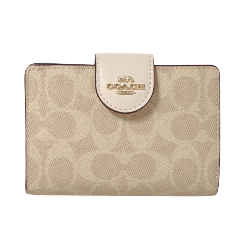 コーチアウトレット COACH OUTLET 二つ折り財布 CW786 IMXDM サンド/チョーク　シグネチャー【】