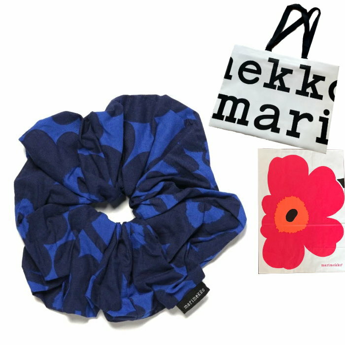 【紙袋ショッパー付き】マリメッコ marimekko シュシュ ブルー 091178 055 Ruusunkukka Unikko ウニッコ ヘアゴム アクセサ...