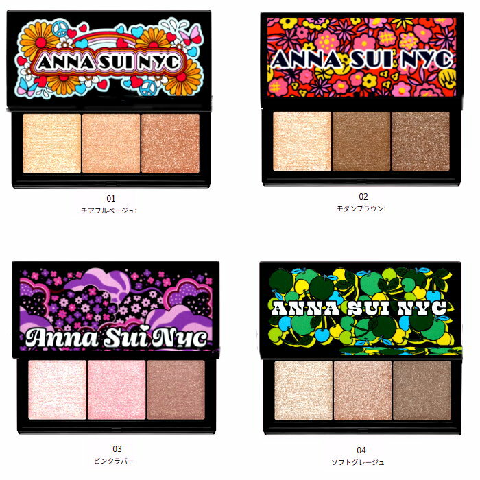 【エントリーPT5倍】【サンプル付き】ANNA　SUI　アナ スイ 3 カラー パレット　アイカラー　フェイスカラー コンパクト　ana-eye-3ColorPalettes　アイシャドウ　ミラー鏡　コスメ　化粧　ビューティ レディース　限定