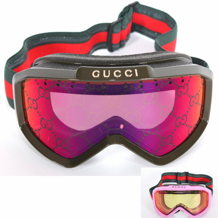 【エントリーPT5倍】【期間限定】 Gucci グッチ ゴーグル 706766 J1698 カーキ/3160 ピンク/5872 ダブルG GG ミラーレンズ ウェブストライプバンドスキー スノーボード UVカット 紫外線カット メンズ レディース ユニセックス 売れ筋