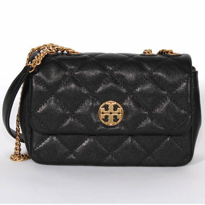 乐天商城 - TORY BURCH トリーバーチ ウィラ スモール ショルダーバッグ 148243 ブラック/Black/001 ダイヤモンドキルト レザー ロゴメタル 2WAY クロスボディ 斜め掛け かばん 鞄 レディース ユニセックス 売れ筋