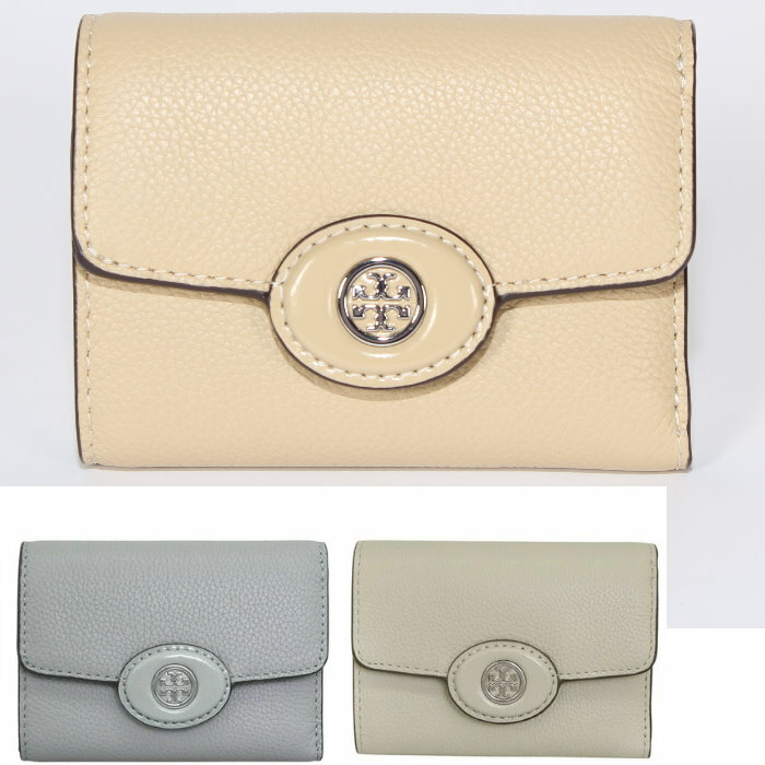 樂天商城 - TORY BURCH トリーバーチ 三つ折り財布 165002 PRALINE/200 LIGHT GRANITE/020 SAGE STONE/300 ロビンソン スモールウォレット ミニ財布 レザー ロゴメタル レディース ユニセックス 売れ筋