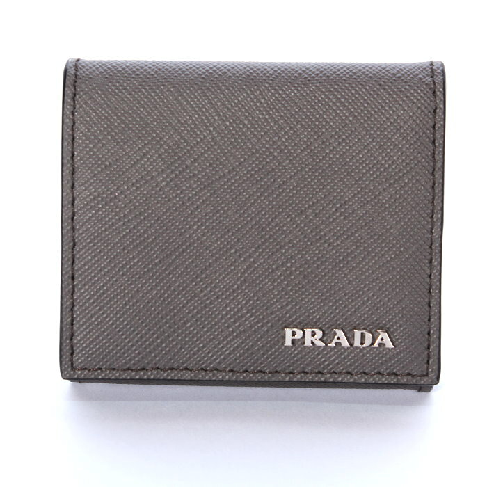 PRADA プラダ サフィアーノレザー コインケース 2MM935 2FPJ F0BR0 FUMO + SMERALDO バイカラーロゴメタル 小銭入れ 財布 ウォレット メンズ レディース ユニセックス 売れ筋
