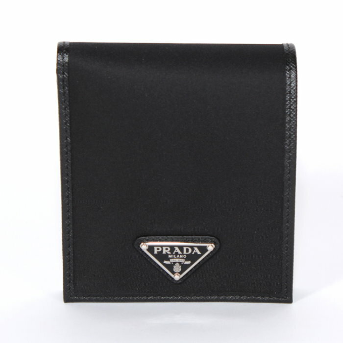 樂天商城 - PRADA プラダ 2つ折り財布 2MO738 2DMH NERO/ブラック/F0002 テスート サフィアーノ エナメルメタルトライアングルロゴ 小銭入れ付き ミニ財布 ウォレット メンズ レディース ユニセックス 売れ筋