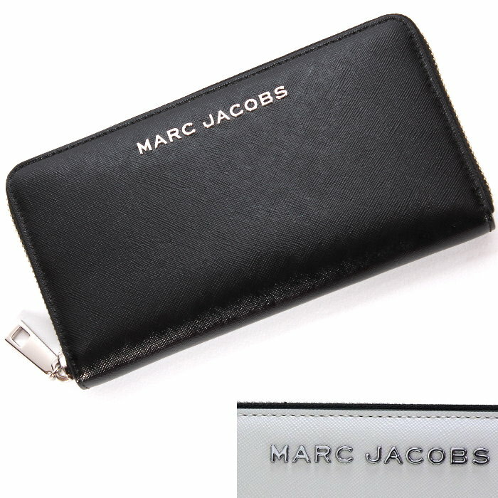 マークジェイコブス MARC JACOBS ラウンドファスナー長財布 4S4SMP006S02 ブラック/Black/001 ホワイト/COTTON ロゴメタル レディース ユニセックス 売れ筋