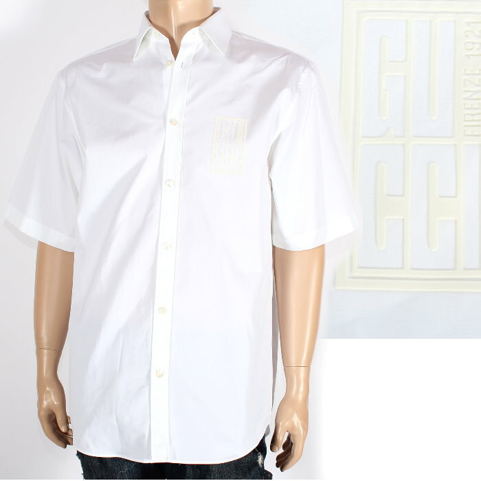 【期間限定】 グッチ GUCCI コットン ポプリン シャツ 788133 ZAQQ2 9000 ホワイト ロゴラバーパッチ 半袖 Tシャツ トップス アパレル メンズ レディース ユニセックス 売れ筋