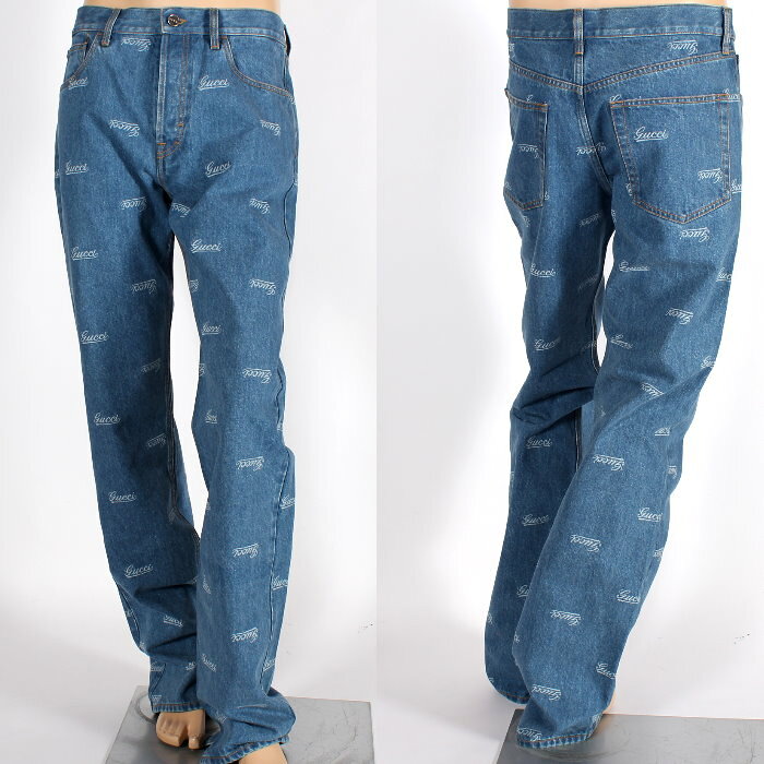 gucci///////////////\\\\\\\\\\\\\\\\\\\\\\\\\\\\\\\\\\\\\\\\\\\\\\\\\\\\\\\\\\\\\\\' - グッチ GUCCI レーザー加工ロゴ デニム パンツ ジーンズ 792673 XDC25 4452 ブルー 5ポケット ボタンフライ メンズ 売れ筋