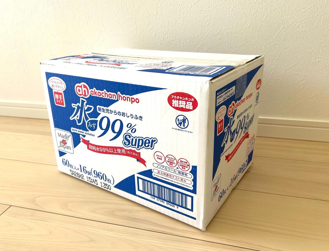 水99%Super 厚手おしりふき 60枚×16パック 赤ちゃんお尻拭き 水99 厚め おしりふき 水99% ウェットティッシュ 水 99 新生児 ベビー お尻拭き 厚手 まとめ買い 箱 おしり拭き 赤ちゃん お尻ふき おしりふき アカチャンホンポ 99 赤ちゃん本舗