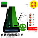 【送料無料】返球機能付き パターマット 2.5m パタークラブ付き パター練習 パター練習マット ゴルフ 練習 ゴルフマット 自動 アプローチ 室内 室外 傾斜...
