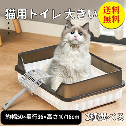 【送料無料】猫トイレ ネコトイレ 猫 トイレ シンプル フルオープン スコップ付き 猫用 ネコ用品 猫砂 飛び散り防止 おしゃれ 清潔 掃除しやすい 飛び散らない 清潔 抗菌 ペット用品