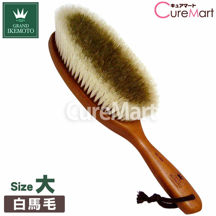 GRAND IKEMOTO 静電気除去 洋服ブラシ 馬毛 [大] IKC-3822 ＋白馬毛歯ブラシ ...