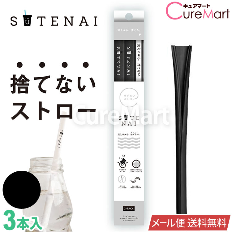 SUTENAI ステナイ シリコンストロー[ブラック] 3本セット【楽天ロジ発送 送料無料】ストロー ...