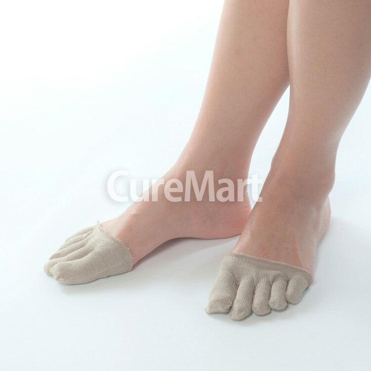 シルク ゆびさきソックス 指先 5本指 [ベージュ]◆2足セット パンスト用 22〜26.5cm 日本製 0711P【ネコポス送料無料(ポスト投函)】五本指 重ね履き つま先靴下 つま先カバー 冷え取り 蒸れない 足汗 夏 インナーソックス 絹 レディース 冷え対策 温活 砂山靴下