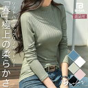 【5と0のつく日 ポイント10倍】 ハイネック リブ カットソー Tシャツ ストレッチ トップス 長袖 インナー レディース 薄手 長そで ロング 防寒 大きい...