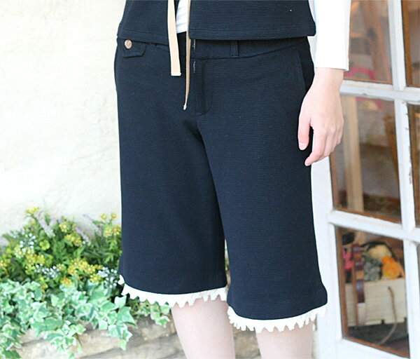 ☆選べるレディース服3点福袋対象商品☆グログラン 裾レース 5分丈 パンツ(返品・交換・ギフト包装不可)レディース 婦人服 ハーフパンツ かわいい セットアップ...